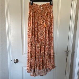 Orange Floral Maxi Skirt